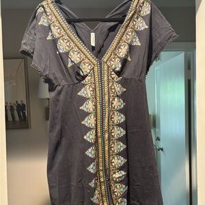 Free People Black Embroidered Swim Coverup